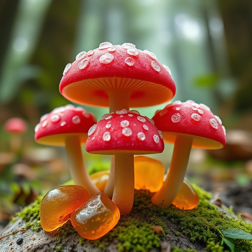 Magic Mushroom Gummies with Nature Background