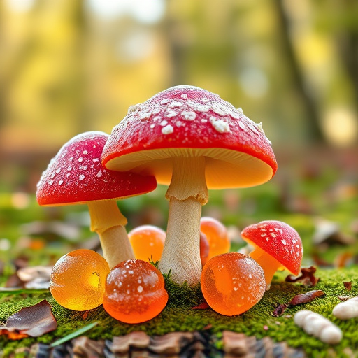 Magic Mushroom Gummies with Nature Background