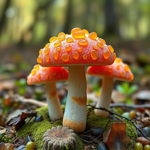 Magic Mushroom Gummies with Nature Background