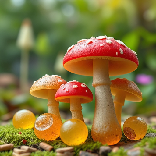 Magic Mushroom Gummies with Nature Background
