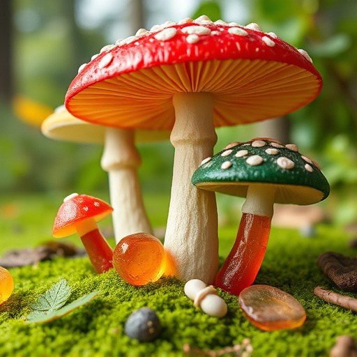 Magic Mushroom Gummies with Nature Background