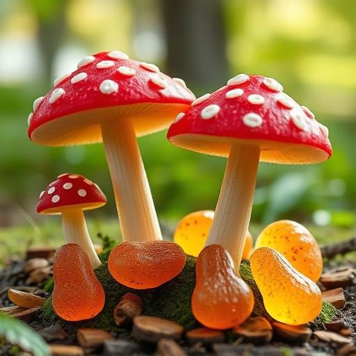 Magic Mushroom Gummies with Nature Background