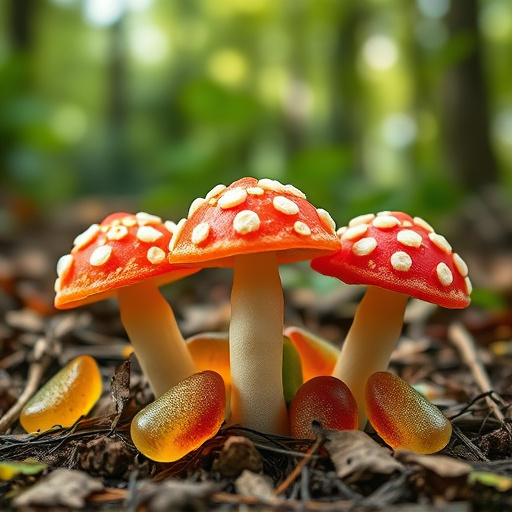 Magic Mushroom Gummies with Nature Background