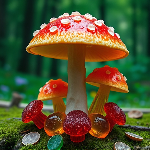 Magic Mushroom Gummies with Nature Background