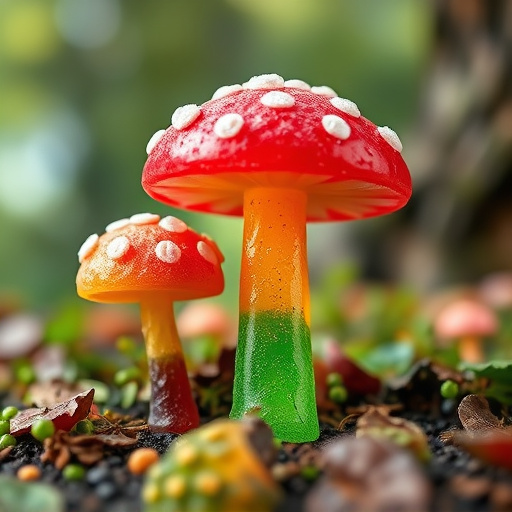 Magic Mushroom Gummies with Nature Background