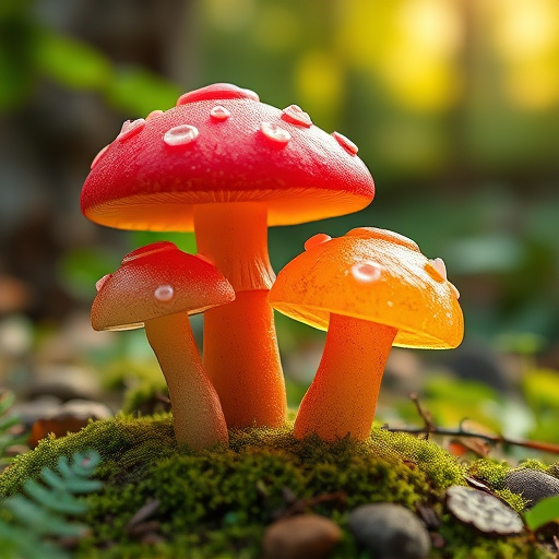 Magic Mushroom Gummies with Nature Background