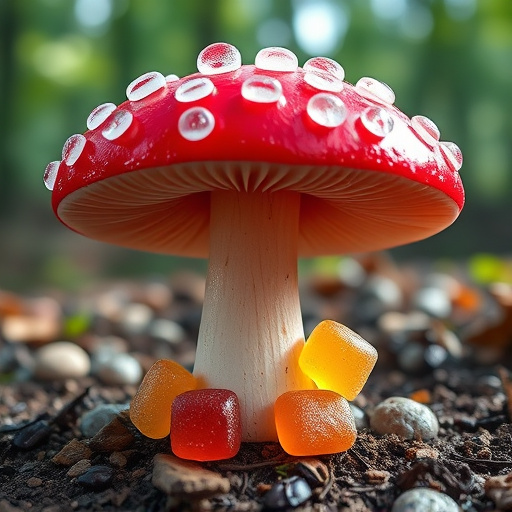 Magic Mushroom Gummies with Nature Background
