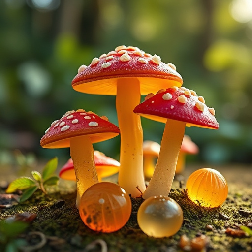 Magic Mushroom Gummies with Nature Background