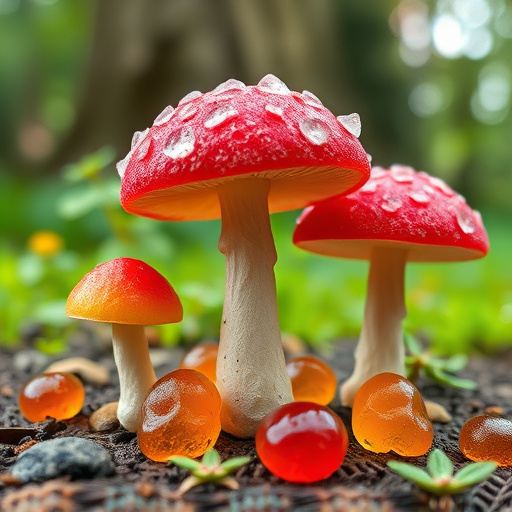 Magic Mushroom Gummies with Nature Background