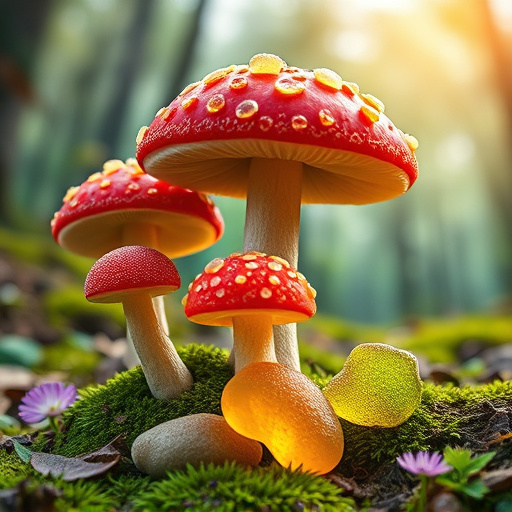 Magic Mushroom Gummies with Nature Background
