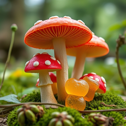 Magic Mushroom Gummies with Nature Background