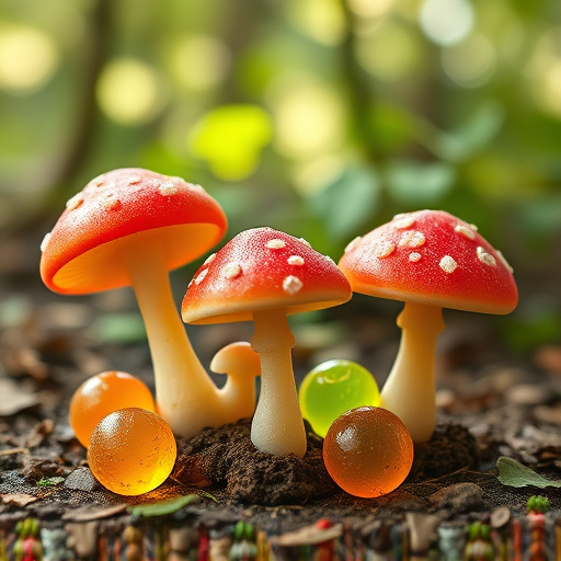 Magic Mushroom Gummies with Nature Background