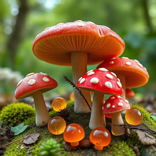Magic Mushroom Gummies with Nature Background