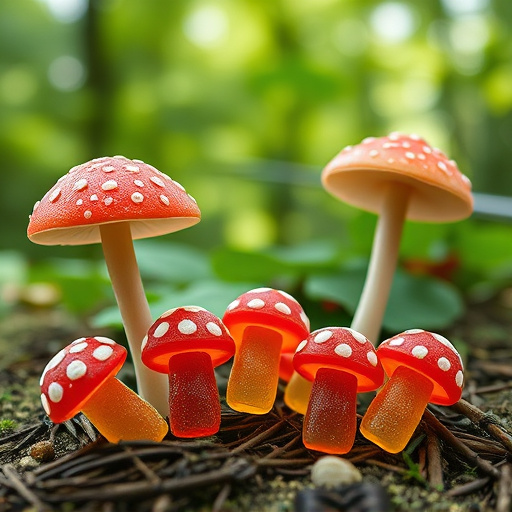 Magic Mushroom Gummies with Nature Background