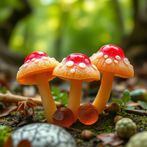 Magic Mushroom Gummies with Nature Background