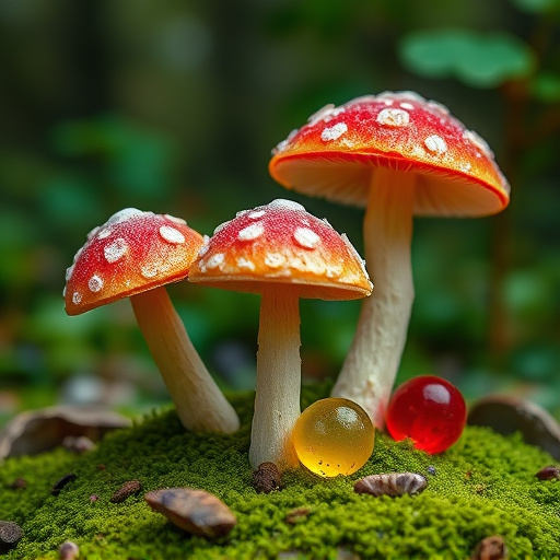 Magic Mushroom Gummies with Nature Background