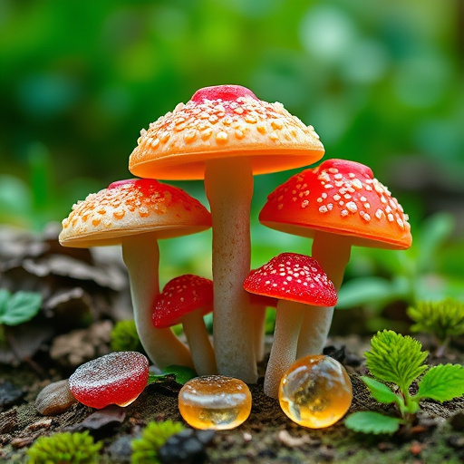 Magic Mushroom Gummies with Nature Background