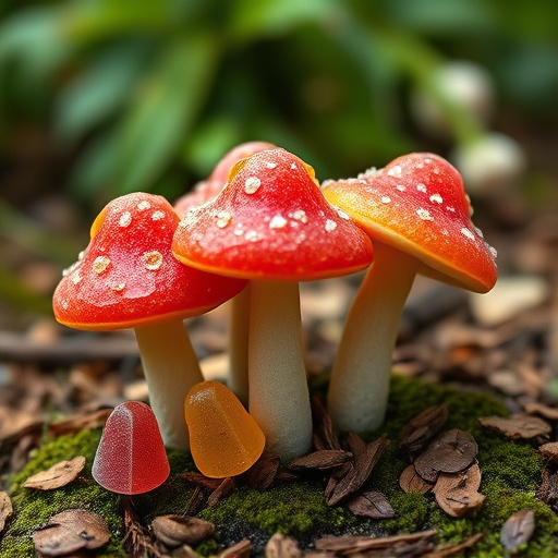 Magic Mushroom Gummies with Nature Background