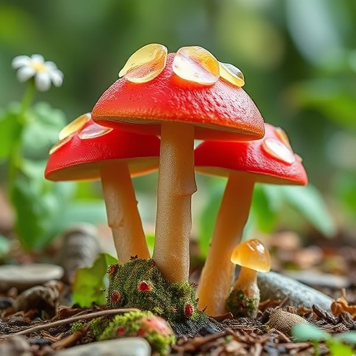 Magic Mushroom Gummies with Nature Background