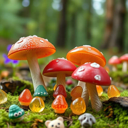 Magic Mushroom Gummies with Nature Background
