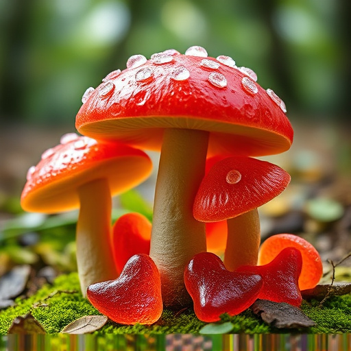Magic Mushroom Gummies with Nature Background