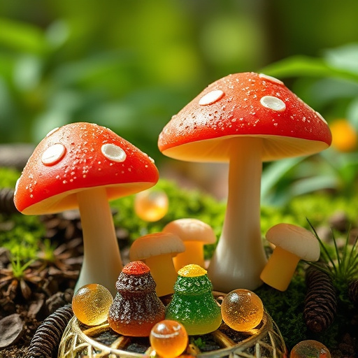 Magic Mushroom Gummies with Nature Background
