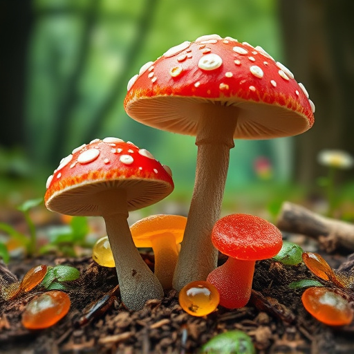 Magic Mushroom Gummies with Nature Background