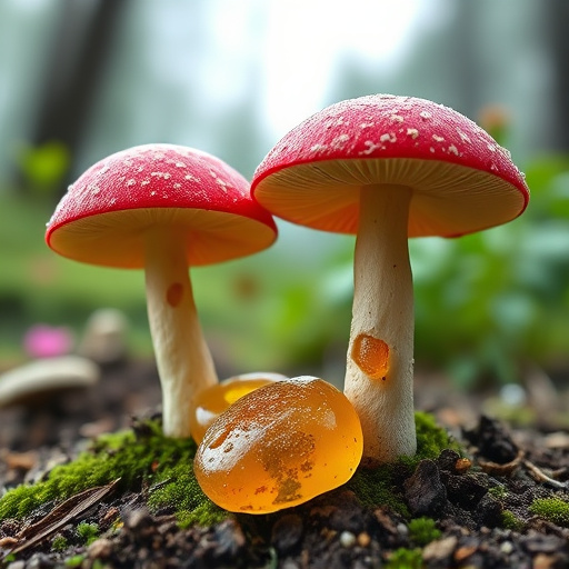 Magic Mushroom Gummies with Nature Background