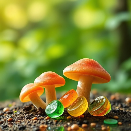 Magic Mushroom Gummies with Nature Background
