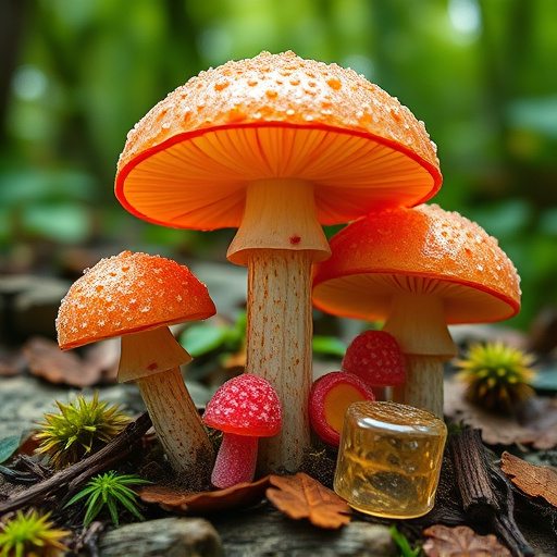 Magic Mushroom Gummies with Nature Background