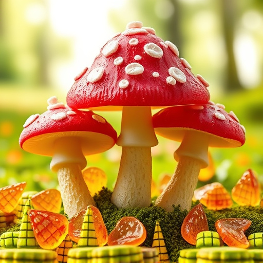 Magic Mushroom Gummies with Nature Background