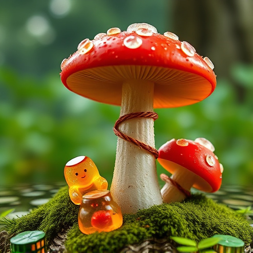 Magic Mushroom Gummies with Nature Background