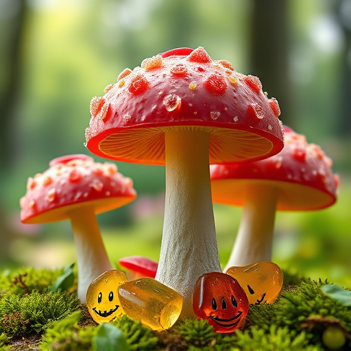 Magic Mushroom Gummies with Nature Background