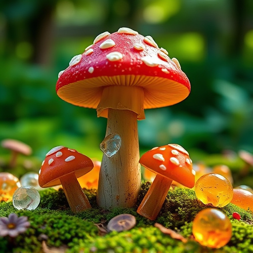 Magic Mushroom Gummies with Nature Background