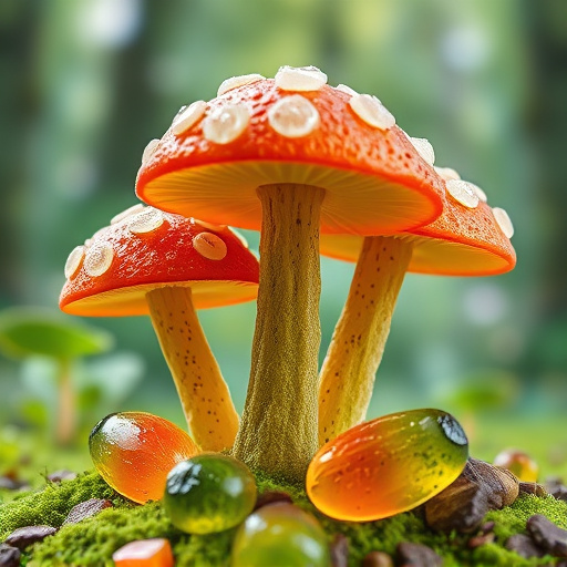 Magic Mushroom Gummies with Nature Background