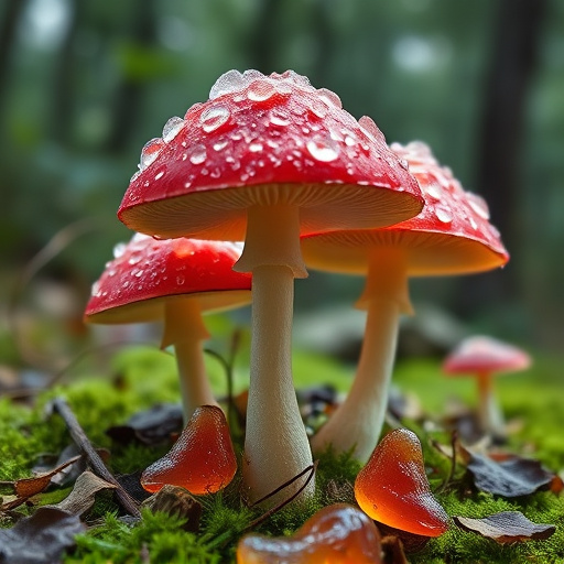 Magic Mushroom Gummies with Nature Background