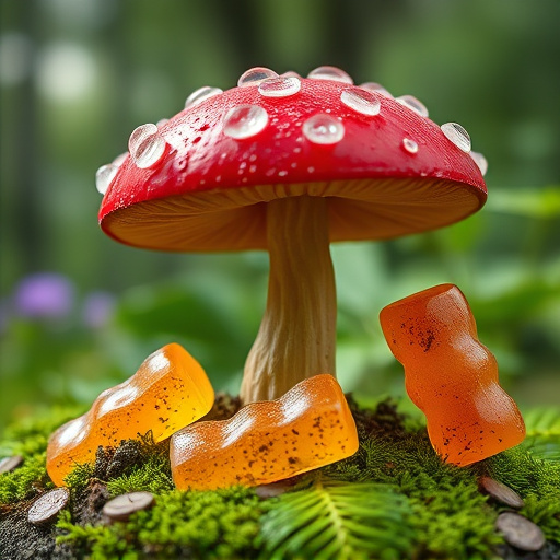 Magic Mushroom Gummies with Nature Background