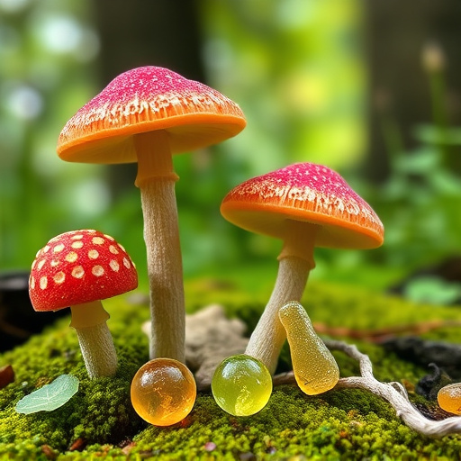 Magic Mushroom Gummies with Nature Background