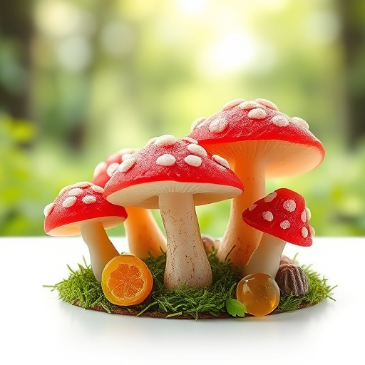 Magic Mushroom Gummies with Nature Background