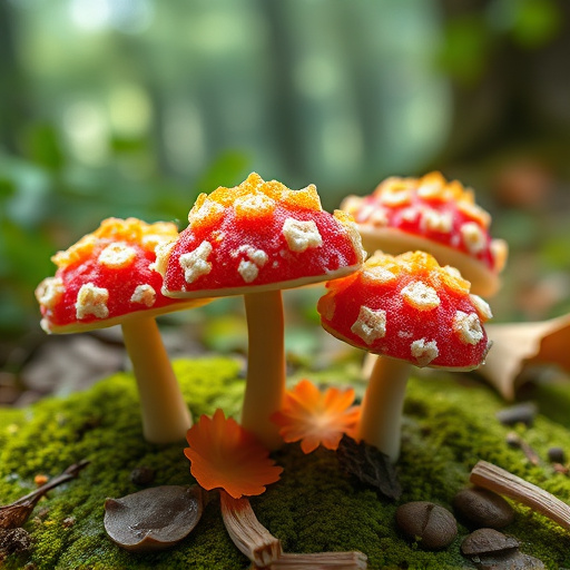 Magic Mushroom Gummies with Nature Background