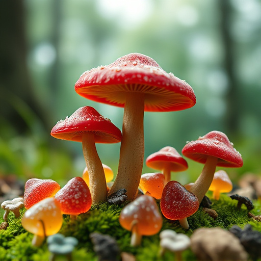 Magic Mushroom Gummies with Nature Background