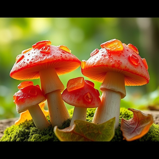 Magic Mushroom Gummies with Nature Background