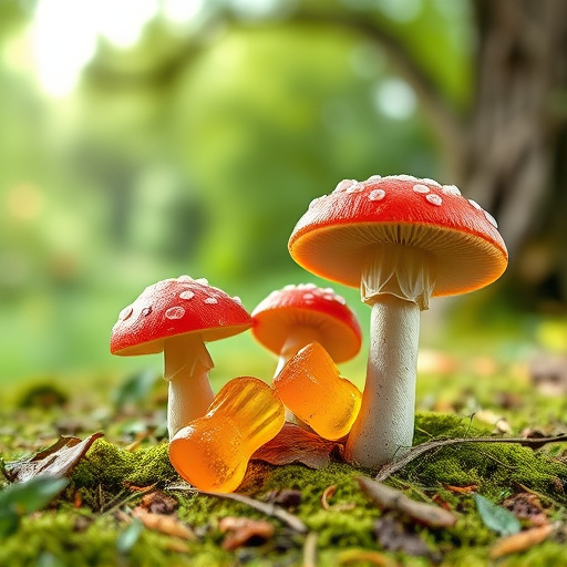 Magic Mushroom Gummies with Nature Background