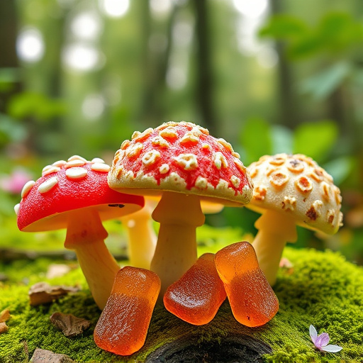 Magic Mushroom Gummies with Nature Background