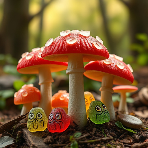 Magic Mushroom Gummies with Nature Background