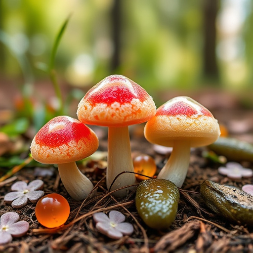 Magic Mushroom Gummies with Nature Background