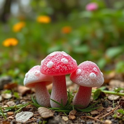 Magic Mushroom Gummies with Nature Background