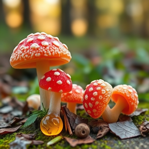 Magic Mushroom Gummies with Nature Background