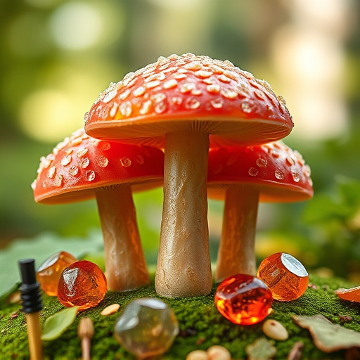 Magic Mushroom Gummies with Nature Background