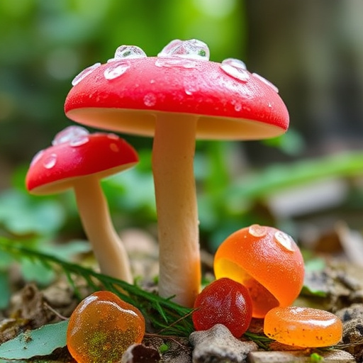 Magic Mushroom Gummies with Nature Background